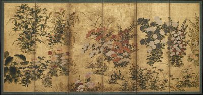 Sommer- und Herbstblumen, Edo-Periode von Japanese School