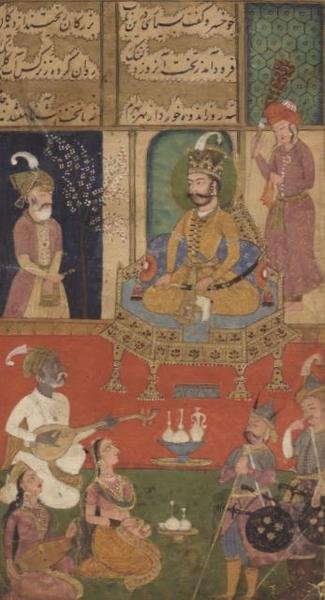 Ein amouröses Treffen, Johnson Album XI Nr.16, nummeriert 23, ca. 1760 von School Mughal