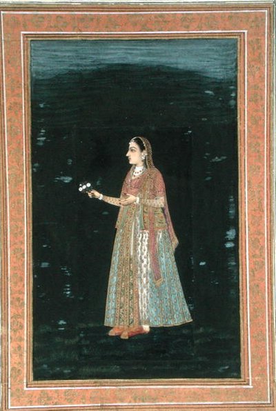 Dame mit Blumen, aus dem Small Clive Album von School Mughal