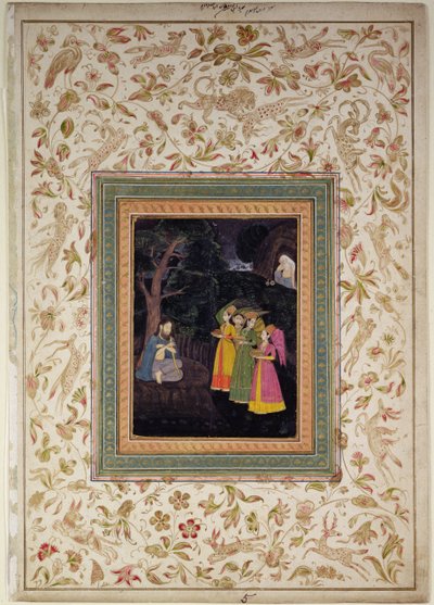 Sultan Ibrahim Adham von Balkh mit Engeln, Johnson Album VI, Nr.5, ca. 1770-80 von School Mughal