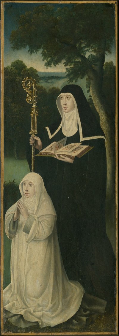 Heilige Gertrud von Nivelles und eine Augustiner-Chorfrau von School Netherlandish