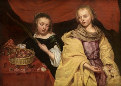 Die Heiligen Agnes von Rom und Dorothea von Caesarea von School Netherlandish