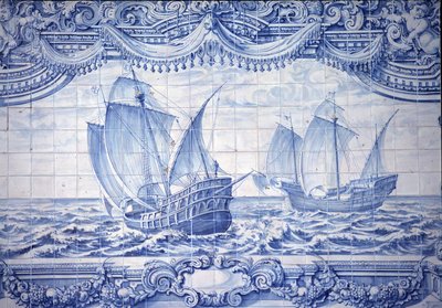 Karavellen im 15.-17. Jahrhundert, Azulejos, um Lissabon, Portugal von School Portuguese