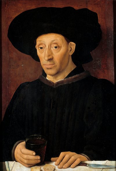 Porträt des Mannes mit dem Weinglas von School Portuguese