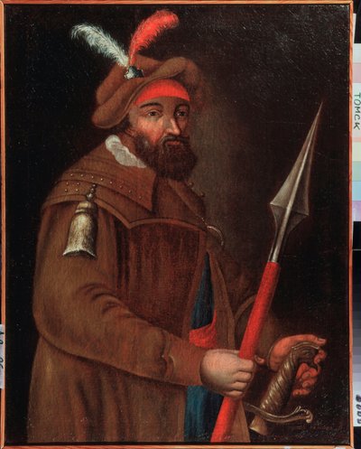 Porträt des Kosakenführers Yermak Timofeyevich von School Russian