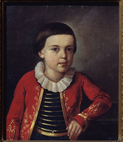 Porträt des Dichters Mikhail Lermontov (1814-1841) als Kind von School Russian