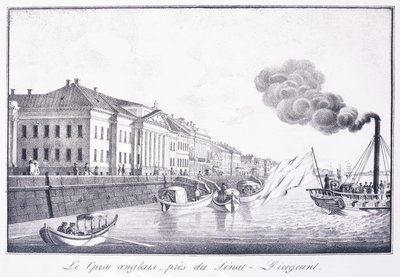 Der englische Kai, in der Nähe des Senat-Dirigeant; Le Quai Anglais, Pres du Senat-Dirigeant, frühes 19. Jahrhundert von School Russian