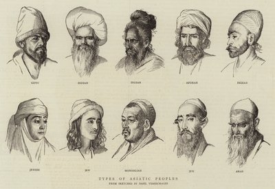 Typen asiatischer Völker (Gravur) von School Russian