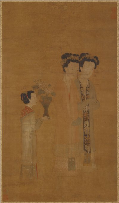 Hofdamen und Begleiterin, Ming-Dynastie, 16. Jahrhundert von School of Tang Yin