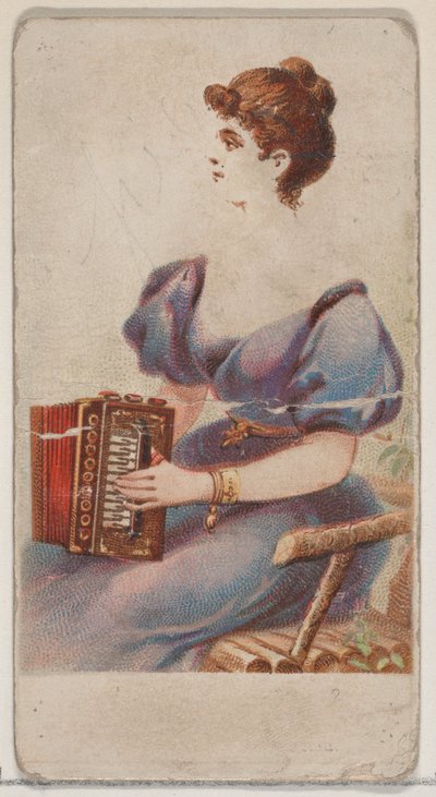 Akkordeon, aus der Serie Musikinstrumente N82 für Duke-Zigaretten, 1888 von Schumacher and Ettlinger
