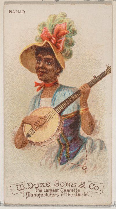 Banjo, aus der Serie Musikinstrumente N82 für Duke-Zigaretten, 1888 von Schumacher and Ettlinger