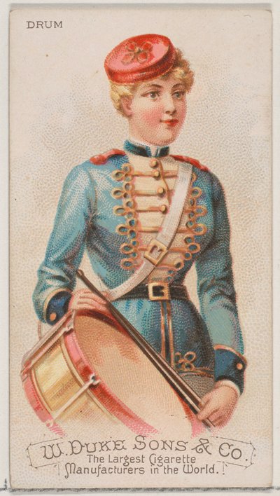 Trommel, aus der Serie Musikinstrumente N82 für Duke-Zigaretten, 1888 von Schumacher and Ettlinger