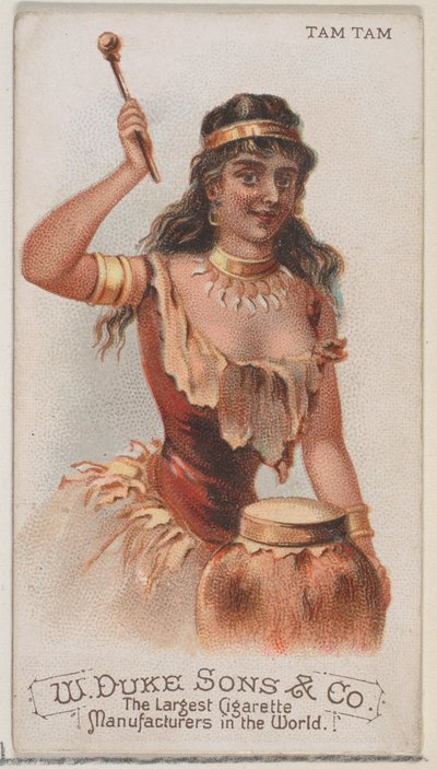 Tam Tam, aus der Serie Musikinstrumente N82 für Duke-Zigaretten, 1888 von Schumacher and Ettlinger