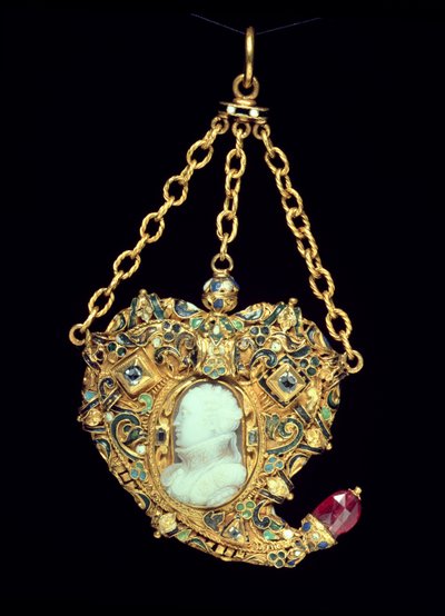 Medallion mit einem Kameenporträt von Maria Stuart, späte 16. Jahrhundert von Scottish School
