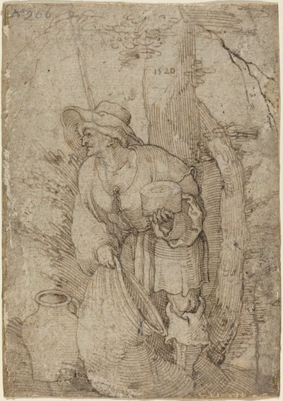 Alter Mann unter einem Baum stehend von Sebald Beham