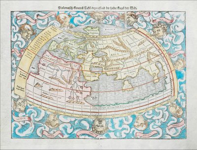 Ptolemäische Weltkarte von 1550 von Sebastian Münster von Sebastian Munster
