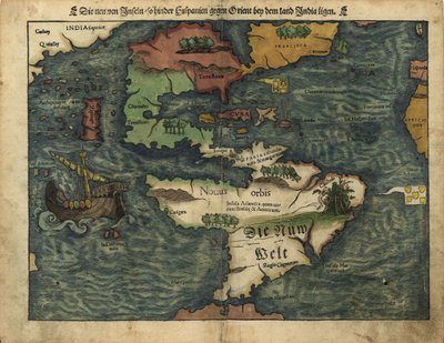 Die neuen Inseln, die hinter Spanien gegen Osten beim Land Indien liegen von Sebastian Munster