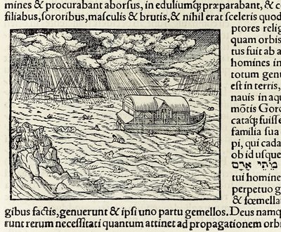 Noahs Arche und die Sintflut, aus der Ausgabe von 1550 der 