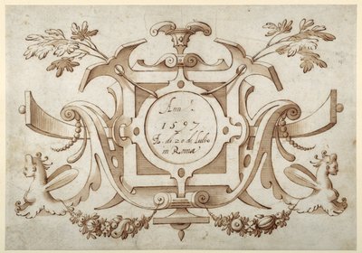 Riemenwerk-Kartusche, verbunden mit der Serie seiner römischen Ansichten von Sebastian Vrancx