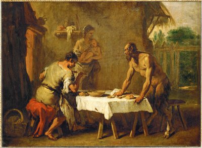Der Satyr und der Bauer, eine Äsopische Fabel von Sebastiano (attr. to) Ricci