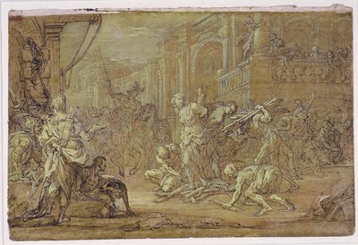Clorinda rettet Sofronia und Olindo vom Scheiterhaufen in Jerusalem von Sebastiano Conca