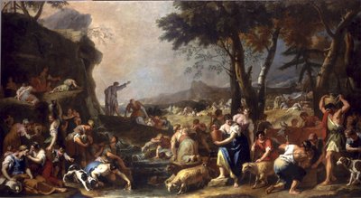 Moses lässt Wasser aus dem Felsen fließen von Sebastiano Ricci