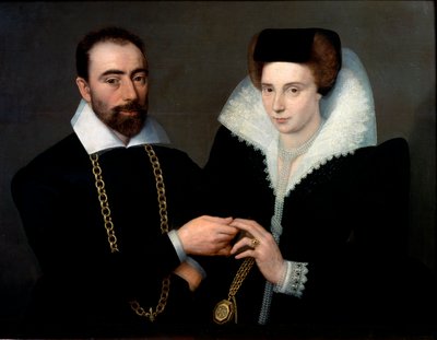 Porträt eines Paares von Second School of Fontainebleau