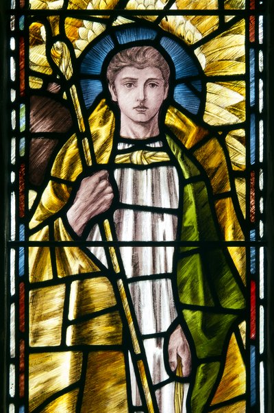Mortehoe, St Mary, Heaton Butler & Bayne, Selwyn Image, Erzengel St. Raphael (Detail) von Selwyn Image Selwyn Image