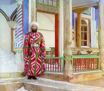 Ein Minister des Emirats Buchara in formeller Kleidung, ca. 1910 (Foto) von Sergey Prokudin Gorsky