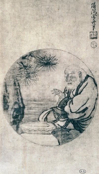 Porträt von Lao-Tzu, chinesischer Philosoph aus dem 6. Jahrhundert v. Chr., Zeichnung von Sesshu Toyo (1420-1506), japanische Zivilisation, Muromachi-Periode von Sesshû Tôyô