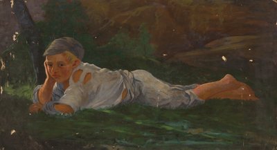Junge, der auf dem Boden liegt von Severin Falkman