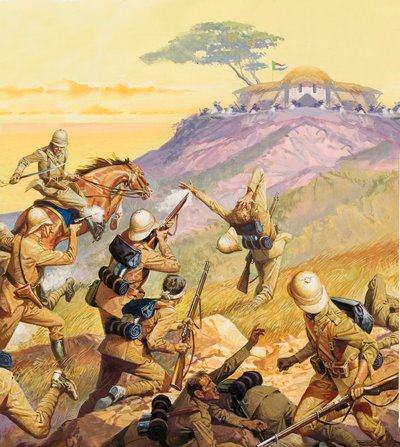 Britische Soldaten greifen eine Burenstellung an von Severino Baraldi