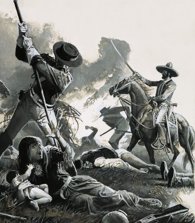 Im Jahr 1858 griffen zwei Truppen mexikanischer Kavallerie das Lager der Apachen an von Severino Baraldi