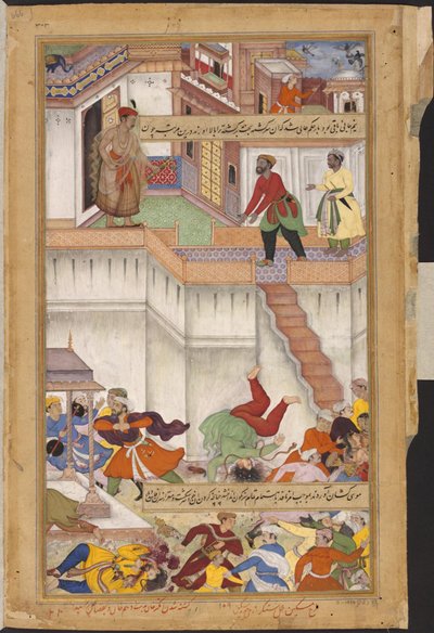 Akbar-nama, Adham Khan wird zu Tode gestürzt von Shankar Miskin