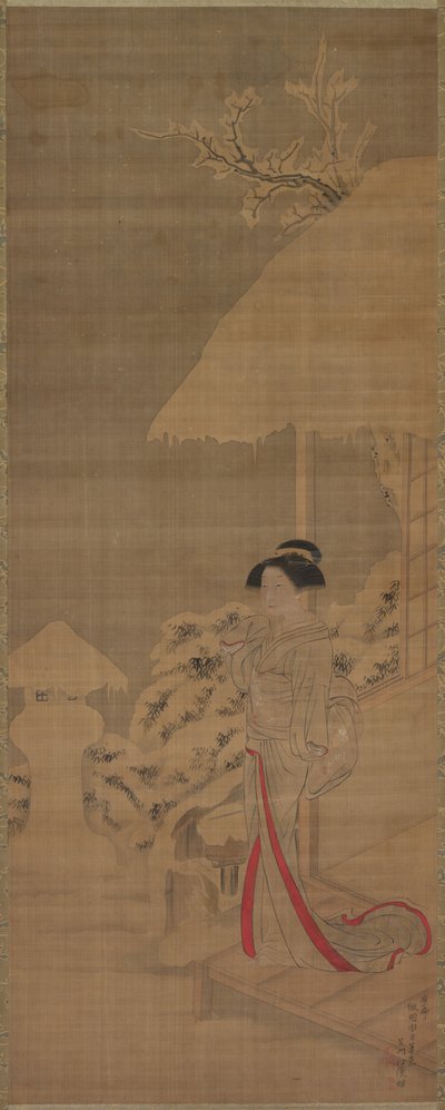 Schönheit (Bijin) im Schnee von Shiba Kokan