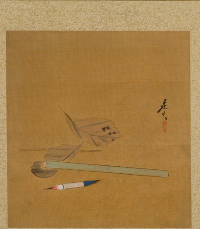 Pinsel, Halter und Blätter aus dem Album der Gemälde des Ehrwürdigen Zeshin von Shibata Zeshin