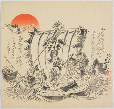 Die sieben Glücksgötter im Schatzschiff von Shibata Zeshin