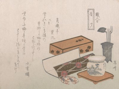 Utensilien für die Weihrauchzeremonie, „Weihrauchmeister“ Kogiki, aus der Serie An Arra..., ca. 1810er Jahre von Shinsai