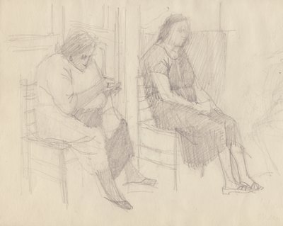 Alte Frauen beim Stricken, Italien von Shirley Markham