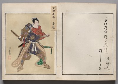 Blatt aus einem Album mit Schauspielerporträts von Shorakusai