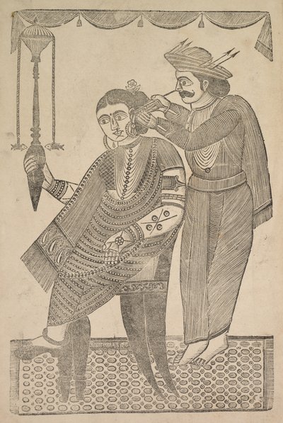 Ein Barbier reinigt das Ohr einer Kurtisane von Shri Gobinda Chandra Roy