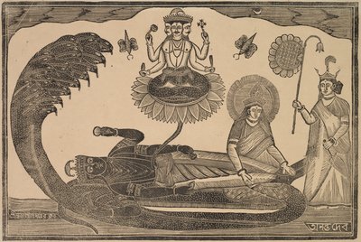 Anantasayan (Vishnu auf der Schlange Ananta ruhend) von Shri Gobinda Chandra Roy
