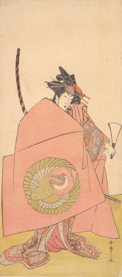 Ein unbekannter Schauspieler in der Onna Woman Shibaraku Warte-einen-Moment-Aufführung, ca. 1780 von Shunsho