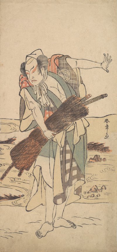 Arashi Sangoro als Ronin-Samurai am Ufer stehend, ca. 1777 von Shunsho