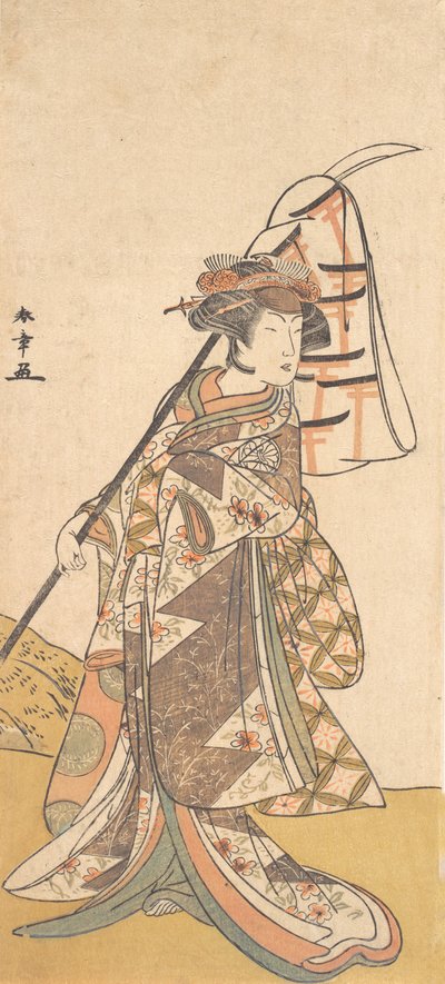 Kabuki-Schauspieler Segawa Kikunojo III in einer weiblichen Rolle Shizuka Gozen von Shunsho