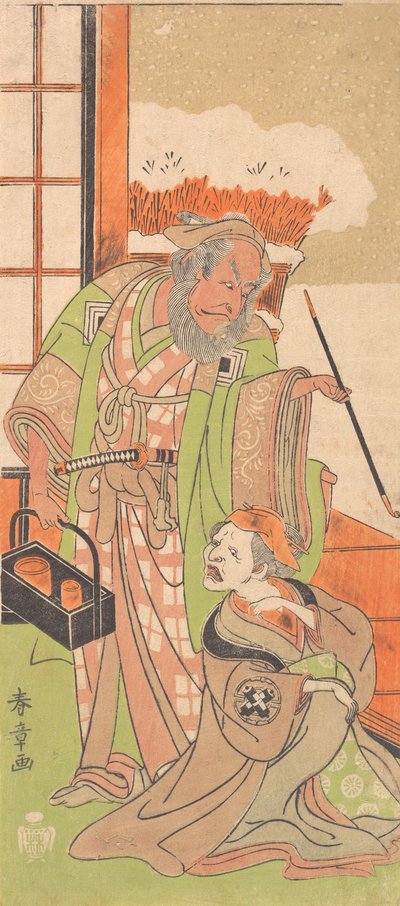 Szene aus dem zweiten Akt des Dramas Kawaranu Hana Sakae Hachinoki, 12. Monat, 1769 von Shunsho