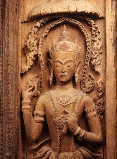 Tür mit einem Bild eines Schutzengels, aus der Ayutthaya-Periode von Siamese School