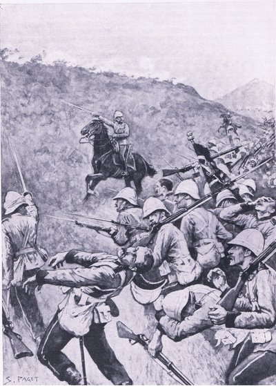 Langs Nek, 28. Januar 1881 (1. Burenkrieg), Illustration aus Britische Schlachten zu Land und zu Wasser, 1915 von Sidney Paget