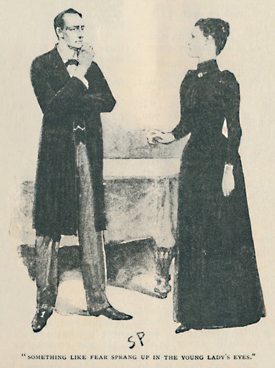 Etwas wie Angst stieg in den Augen der jungen Dame auf, 1892 von Sidney Paget