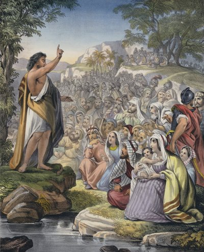 Johannes predigt in der Wüste (farbiger Stich) von Siegfried Detler Bendixen